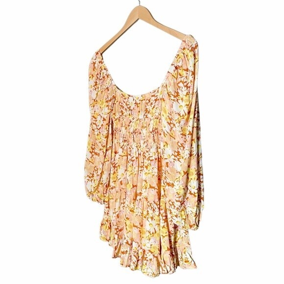 NWT L*Space Cassidy Long Sleeve Flowy Peasant Dress Yellow Floral Small NEW - Picture 9 of 12